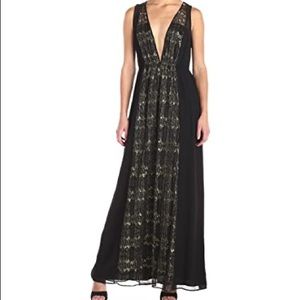 Black and Gold metallic maxi dress BCBGeneration